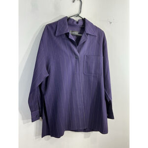 Womans Linda Allard Ellen Tracy Button Down Shirt Jacket Purple 8 Long Sleeve